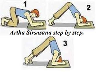 Continue the practice for - Artha sirsasana. step by step