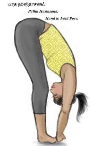 Continue the practice for - Patha Hastasana.